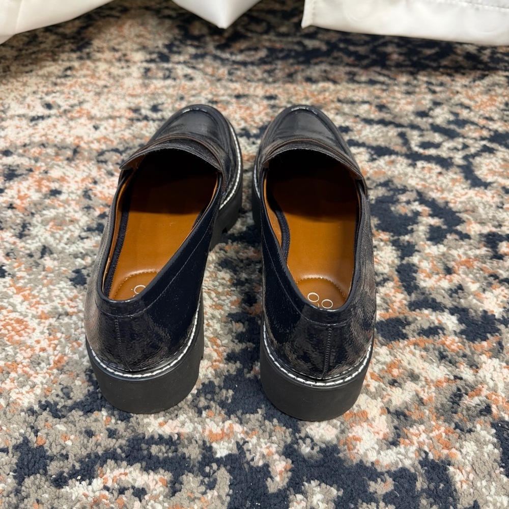 Franco Sarto ‘Balin’ Lug Sole Chunky Loafer in Navy Blue Patent Leather Size 10 - Picture 8 of 16